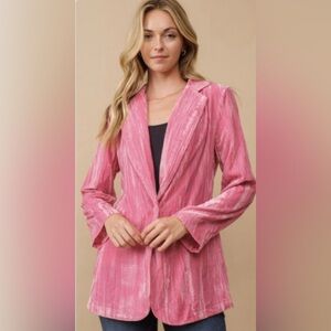 NWT COZY & CO PINK VELVET BLAZER